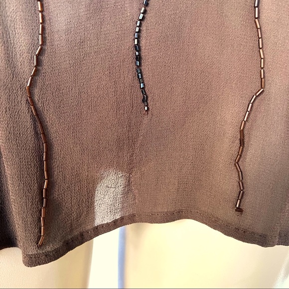 Vintage Brown Chiffon Off Shoulder One Sleeve Top - Picture 12 of 12